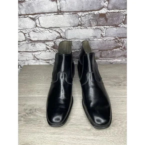 French Shriner Reject Black Leather Buckle Strap Ankle Boots Men’s 10.5D US/44EU French Shriner Reject Black Leather Buckle Strap Ankle Boots  main image 2